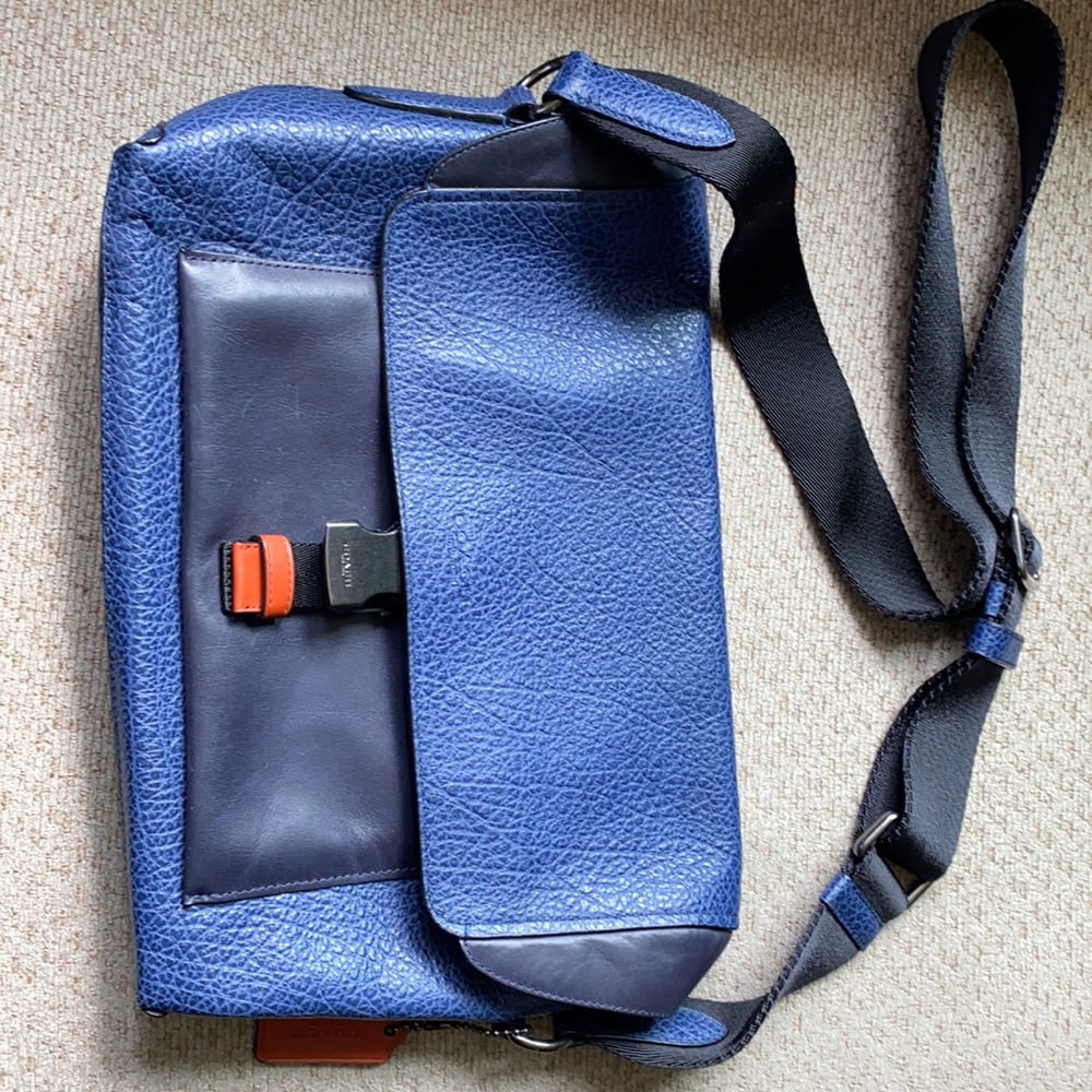 Men’s Coach messenger bag Blue black orange color